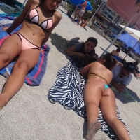2 beach friends in bikinis,one thick and in a thong 2 beach friends in bikinis