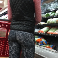 Skinny blonde milf grocery shopping in leggings Skinny milf grocery shopping
