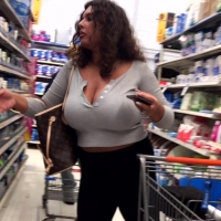Candid babe with huge tits