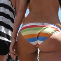 Striped bikini ass