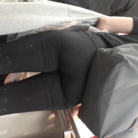 Ass in leggings in line