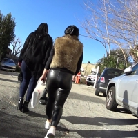 Sexy ass in shiny pants
