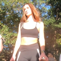 Beautiful girl in new Balance leggings