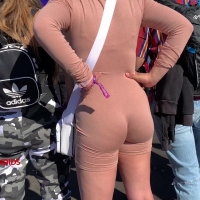 Asian chick in spandex body suit