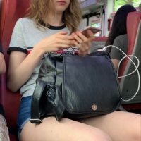 Busted hard by girl in shorts