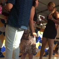 Sexy blonde in skirt