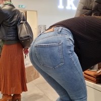 Employee bending over for the camera