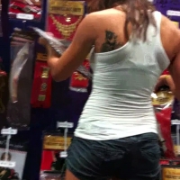 Party City babe in shorts