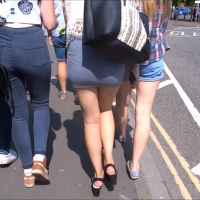 Two pretty girls in skirts