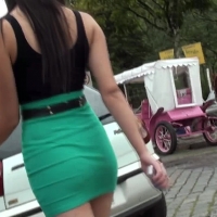 Sexy girl in green skirt