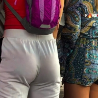 Blonde in see through pants