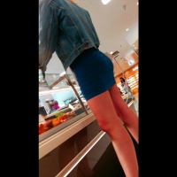 Sexy blonde getting food