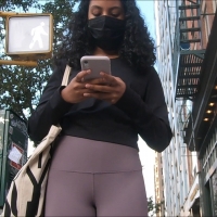 Latina in lavender leggings