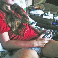 Sexy gamer girlfriend in shorts and pics of her panties Gamer girl in shorts and panty pics