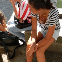 Cute candid girl downbloused showing her cleavage and black bra MJ583_DSCN6604.jpg