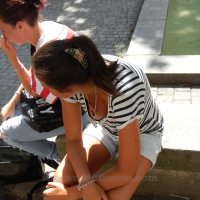 Cute candid girl downbloused showing her cleavage and black bra MJ583_DSCN6610.jpg