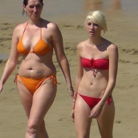 Orange and red bikini babes
