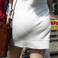 Sexy Russian girl in white dress with vpl Sexy Russian in dress