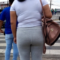 Thick brunette chick in grey
