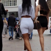 Ebony ass in biker shorts