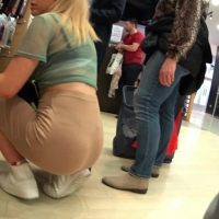 Blonde with vtl in pencil skirt