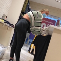 Hot employee in leggings