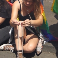 Cute pride girl upskirted