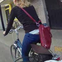 Bike rider showing her thong
