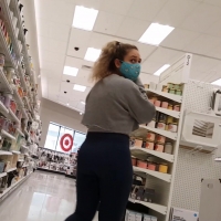 Suspicious girl in blue