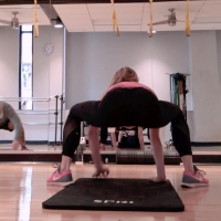 Gym blonde in black leggings