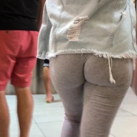 Candid wedgie in grey