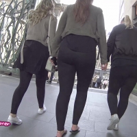 Three blondes in leggings