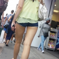 Skinny girl in tight shorts
