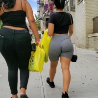 Latina in grey spandex