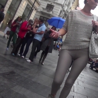 Sexy girl in flesh colored leggings
