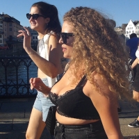 Busty girl in black