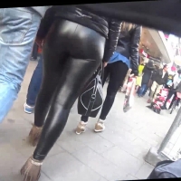 Nice ass in wet look pants