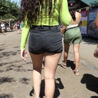 Brunette in black shorts