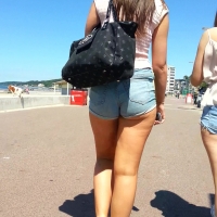 Two candid girls in shorts