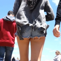 Brunette cheeks in shorts