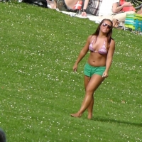 Soccer girl in bikini top