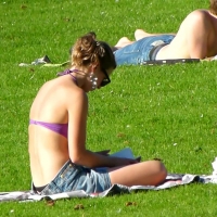 Park girl in purple bikini top