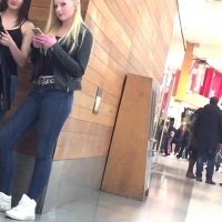 Sexy blonde and brunette friends