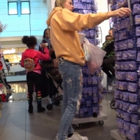 Skinny candid teen in jeans