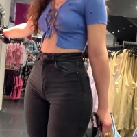 Braless brunette with a donk
