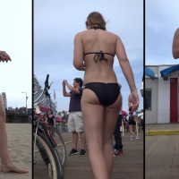 Sexy ass babe in black bikini