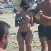 Sexy beach nip slip