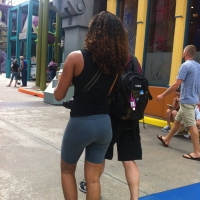 Sexy ebony ass out in tight grey spandex shorts Ebony ass in spandex shorts