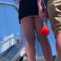 Sexy blonde showing her cheeks