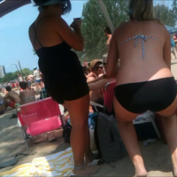 Two hot beach friends